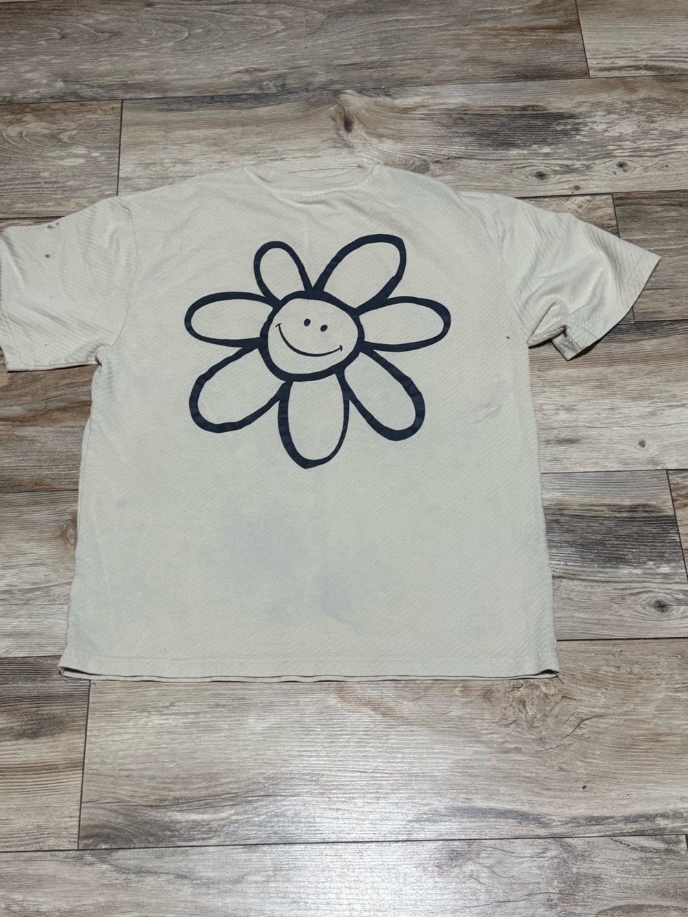 PacSun Cream Kids Tee with Navy Smiling Daisy Graphic